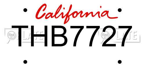 THB7727 California License Plate