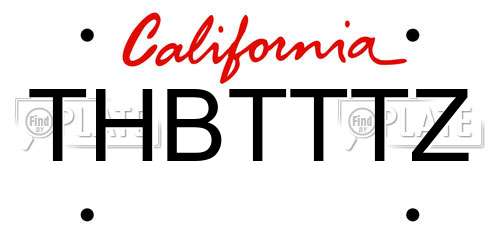 THBTTTZ California License Plate