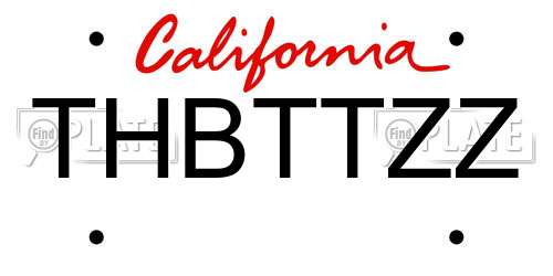 THBTTZZ California License Plate