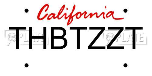 THBTZZT California License Plate