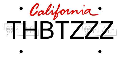THBTZZZ California License Plate
