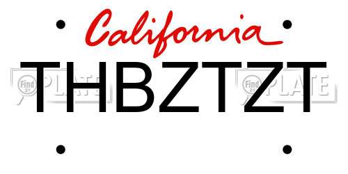 THBZTZT California License Plate