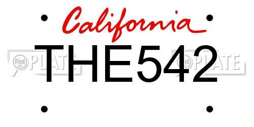 THE542 California License Plate