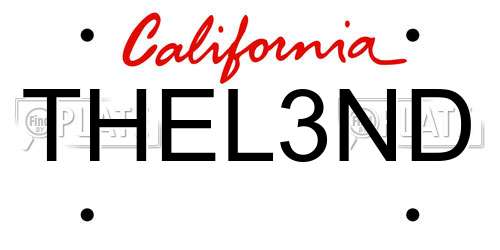 THEL3ND California License Plate