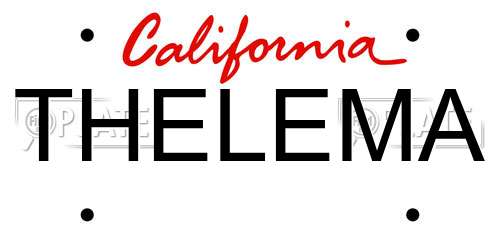 THELEMA California License Plate