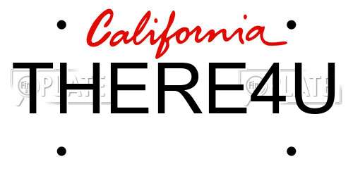 THERE4U California License Plate