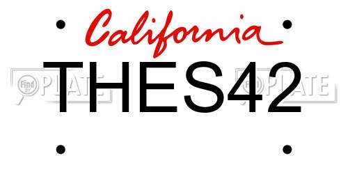 THES42 California License Plate