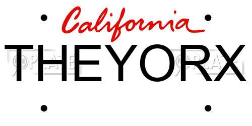 THEYORX California License Plate