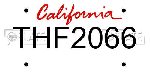 THF2066 California License Plate