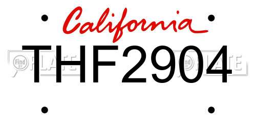 THF2904 California License Plate