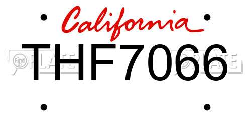THF7066 California License Plate
