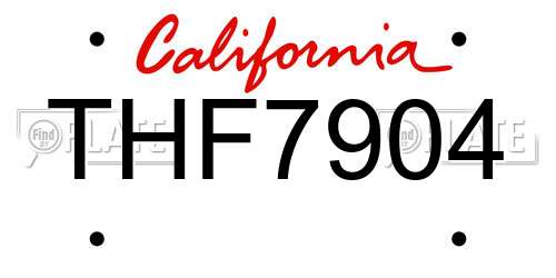 THF7904 California License Plate