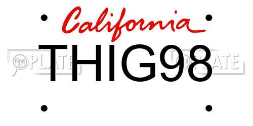 THIG98 California License Plate