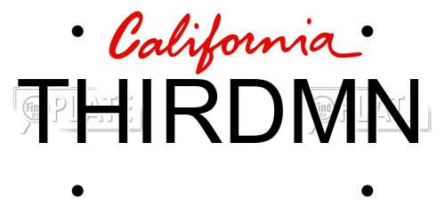 THIRDMN California License Plate