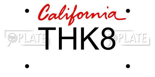 THK8 California License Plate