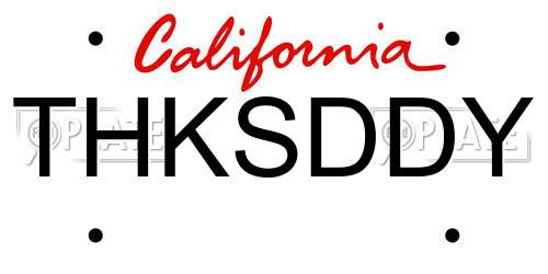 THKSDDY California License Plate