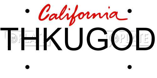 THKUGOD California License Plate