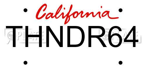 THNDR64 California License Plate