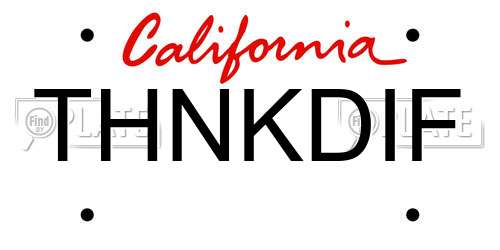 THNKDIF California License Plate