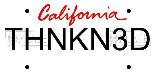 THNKN3D California License Plate