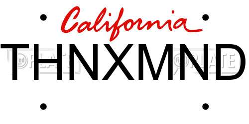 THNXMND California License Plate