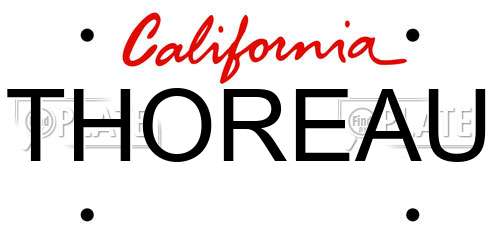 THOREAU California License Plate