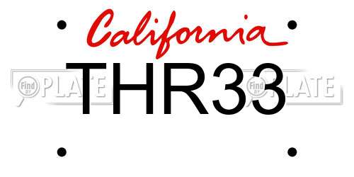 THR33 California License Plate