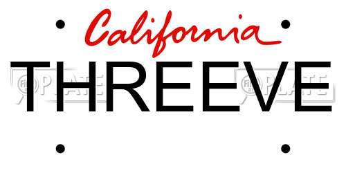 THREEVE California License Plate