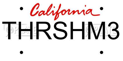 THRSHM3 California License Plate