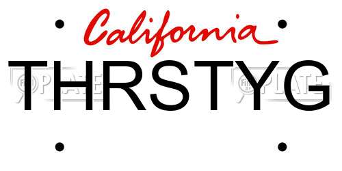 THRSTYG California License Plate