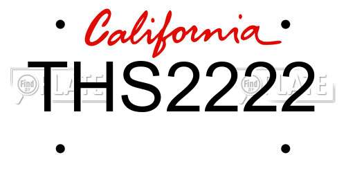 THS2222 California License Plate