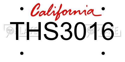 THS3016 California License Plate