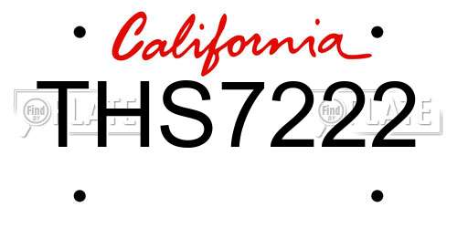 THS7222 California License Plate