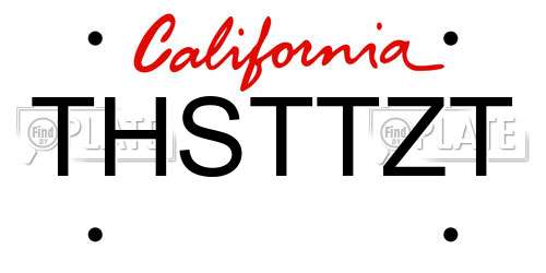 THSTTZT California License Plate