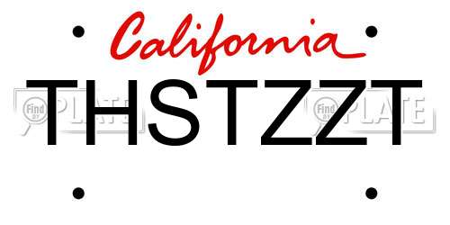 THSTZZT California License Plate