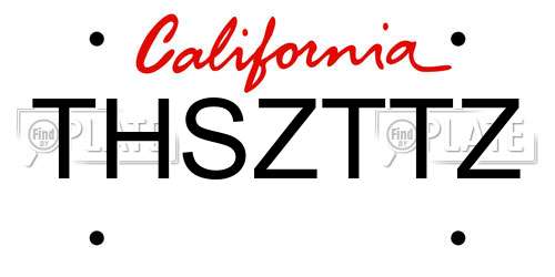 THSZTTZ California License Plate