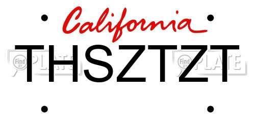 THSZTZT California License Plate