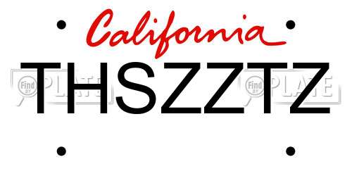 THSZZTZ California License Plate