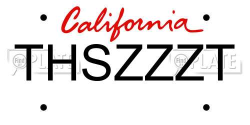THSZZZT California License Plate