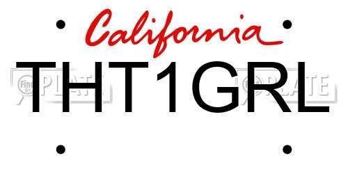 THT1GRL California License Plate
