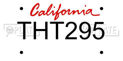 THT295 California License Plate