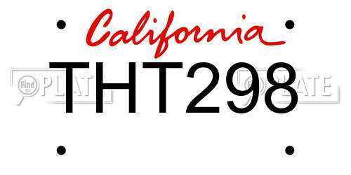 THT298 California License Plate