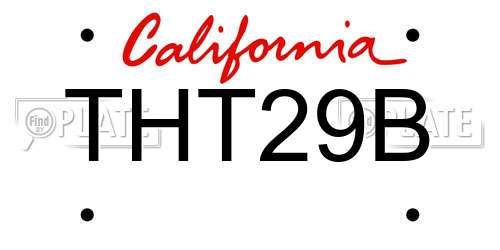 THT29B California License Plate