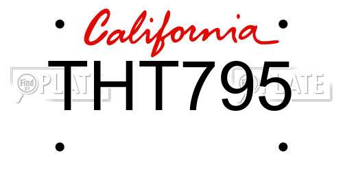 THT795 California License Plate