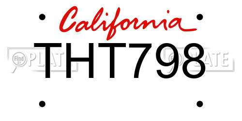 THT798 California License Plate