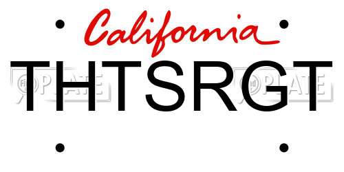 THTSRGT California License Plate