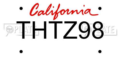 THTZ98 California License Plate