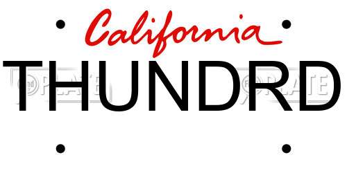 THUNDRD California License Plate