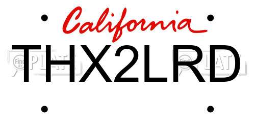 THX2LRD California License Plate