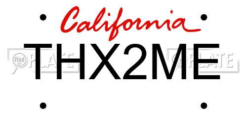THX2ME California License Plate